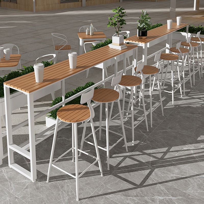 Industrial Bar-height Table with White Base Rectangle Table for Patio