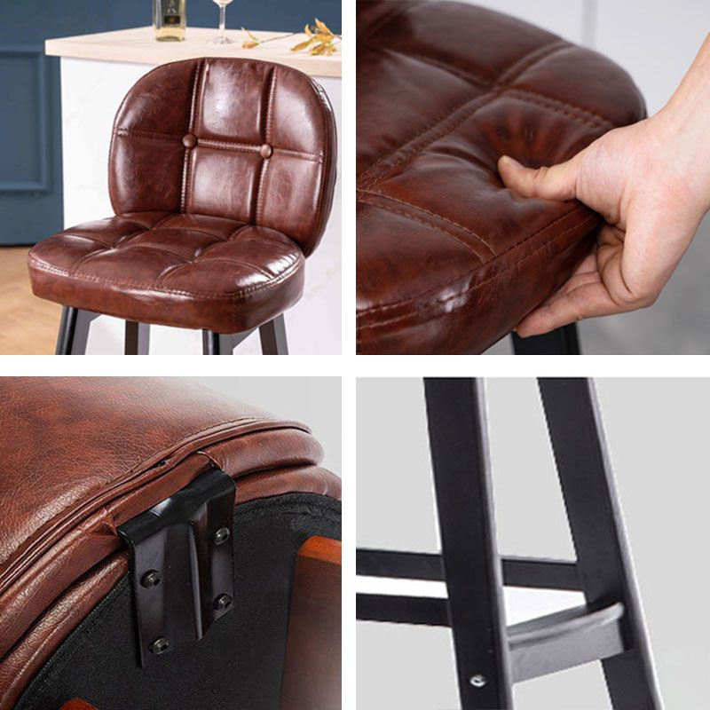 Indoor Bar Stool Modern Rectangular Backrest Counter Stool with Wood Legs