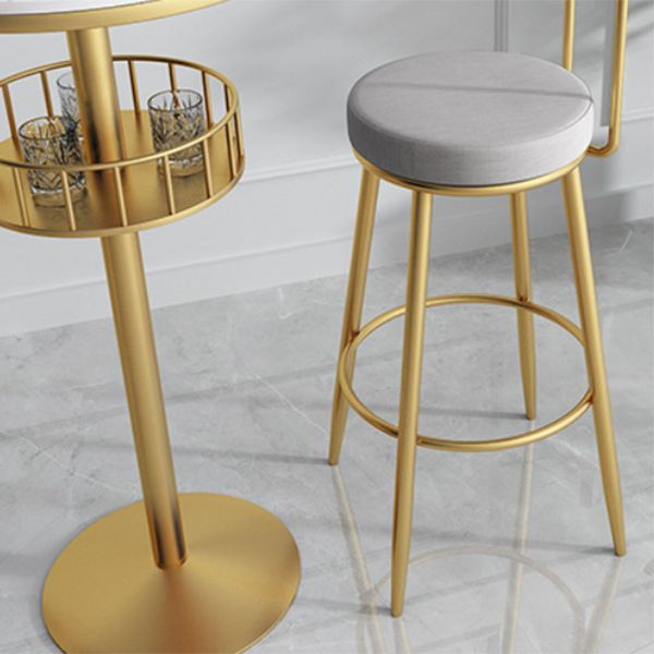 Glam Faux Marble Bistro Table Indoor Iron Single Pedestal Bar Dining Table Fixed Table