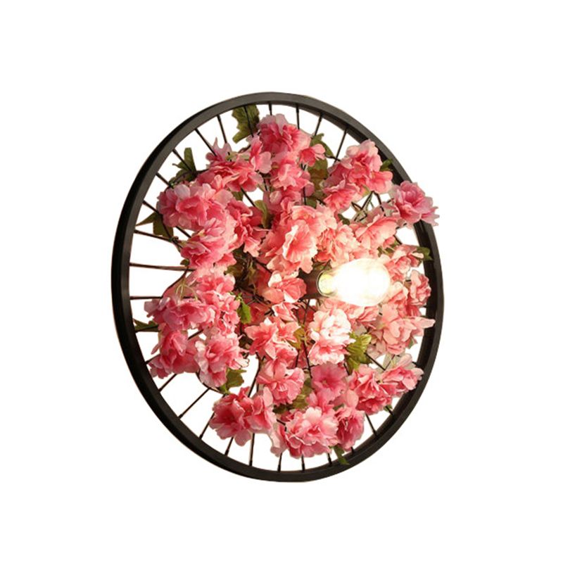 Plant Flower Wall Mount Light Metal Wheel Wall Mounted Light Fixture for Restaurant