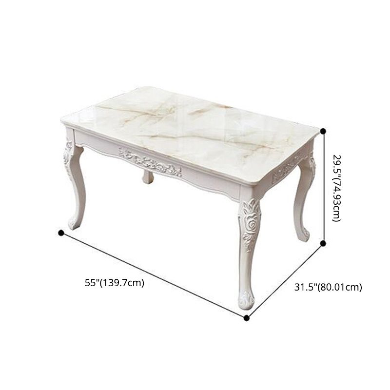 Victoriaanse eetkamer set Marble Rectangle 4 Legs Base Dining Room Set