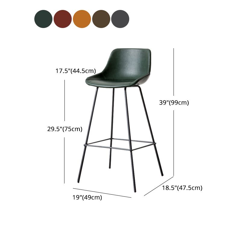 Tabouret de bar en cuir et métal noir, tabouret de comptoir scandinave à dossier bas Bristol avec siège baquet