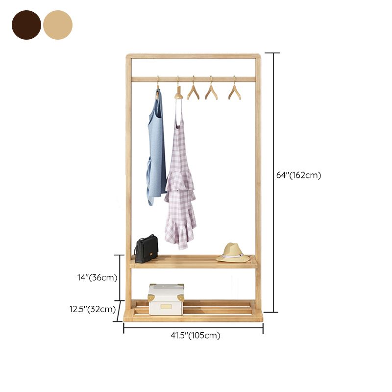 Solid Wood Storage Armoire Modern Style Bedroom Wardrobe with Shelves