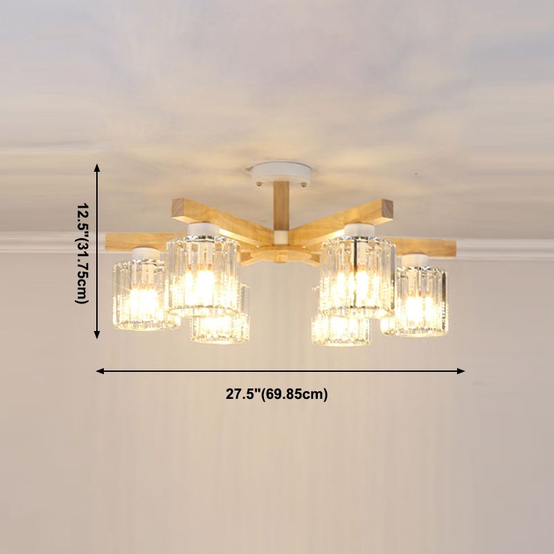 Modern Flush Light Fixtures Crystal Cylinder Flush Mount Lamp in Brown