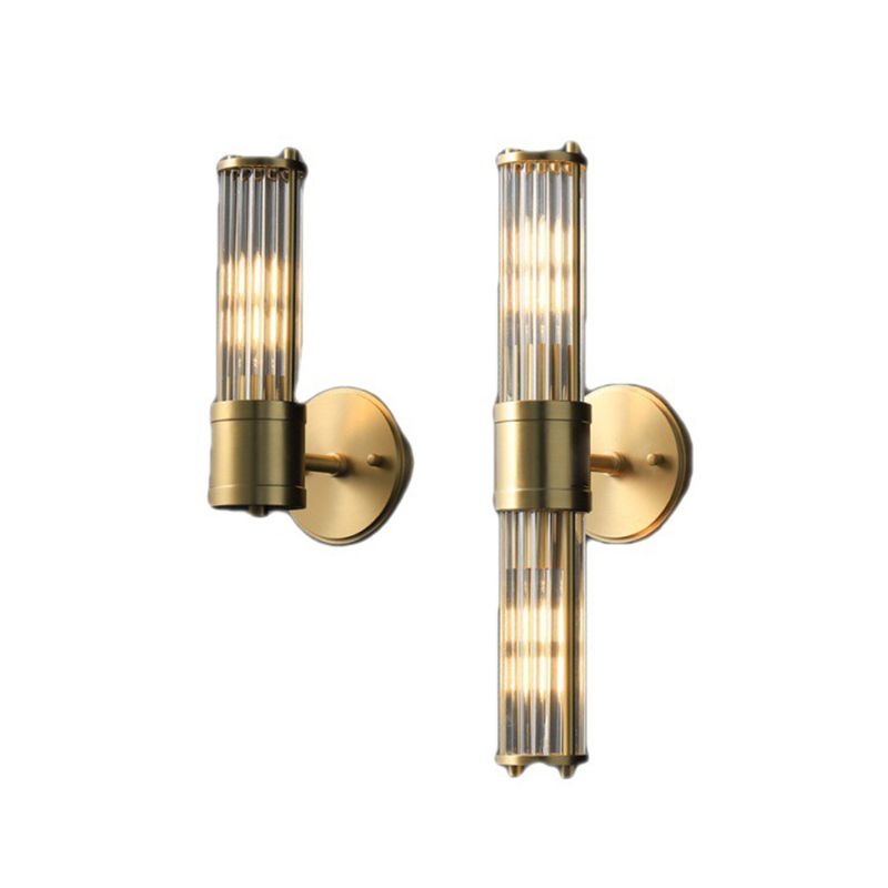 Solid Brass and Glass Bathroom Vanity Lighting 1 / 2 - Light Bath Sconce in Gold