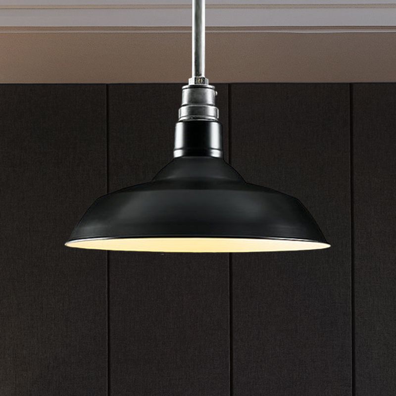 1 Lichtdecke Anhänger Retro -Style Schatten Schatten Metall Hanging Anhänger Beleuchtung in Schwarz/Weiß/Rost für Wohnzimmer