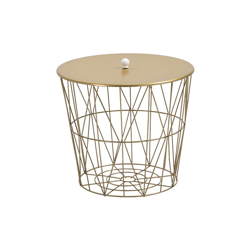 Storage Contemporary Coffee or End Table with Metal Round Top