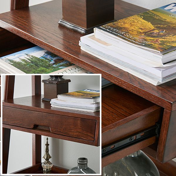 Scandinavian Ladder Bookshelf Vertical Open Ash Bookcase for Living Room