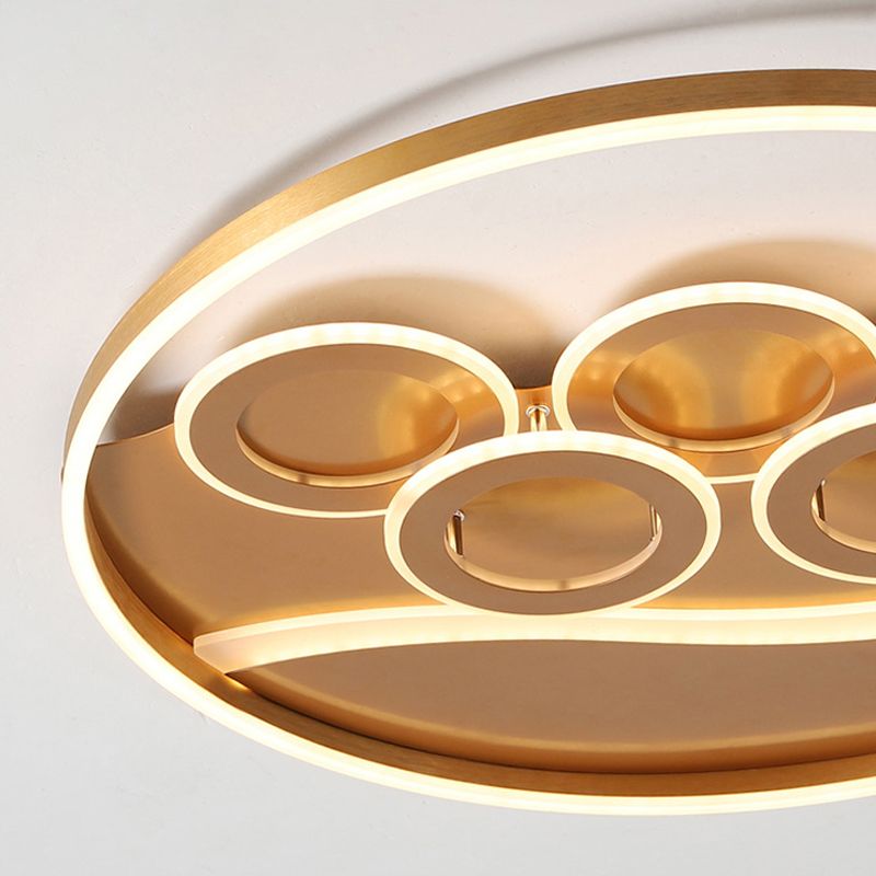 Ring Acrylic Flush Mount Light Postmodern Gold LED Ceiling Fixture in Warm Light/White Light/Remote Control Stepless Dimming
