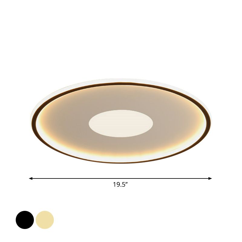 Disk-Shaped Ultrathin Ceiling Lighting Minimalist Acrylic Black/Gold LED Flush Mount for Bedroom, 12"/19.5"/23.5" Dia