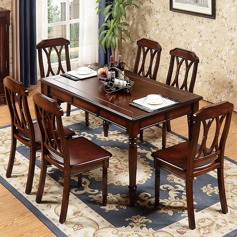 7 Piece Dining Room Chair and Table Set Solid Wood Dining Room Set