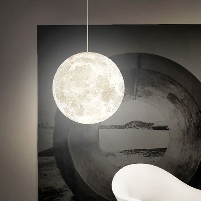Pendulum LED a forma di luna Light Art Deco Restaurant Appeding Lampone in bianco