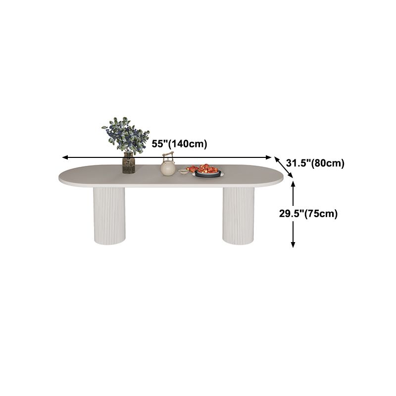 Stone Top Dining Table Modern Double Pedestal Dining Table for Kitchen