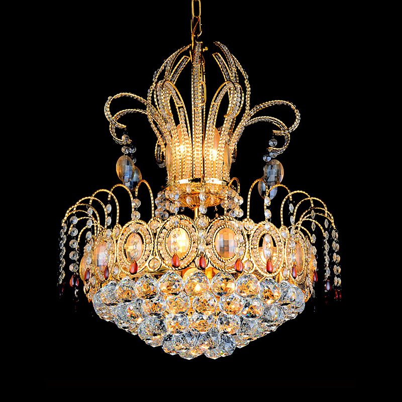 Dôme Plafond Light Crystal Crystal 10 Lights Gold Chandelier Light For Dining Room