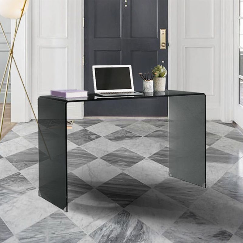 Modern Style Coffee Table with Rectangular Black/transparent Tempered Glass Abstract Base