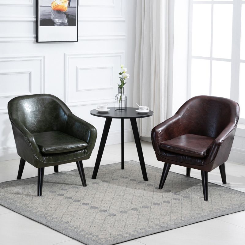 Contemporary Style Upholstered Arm Chair Solid Back Dining Side Chairs for Home Use
