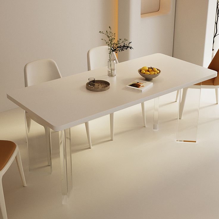 Modern Style 1/3/4 Pieces Dining Table Rectangle Stone Furniture in White