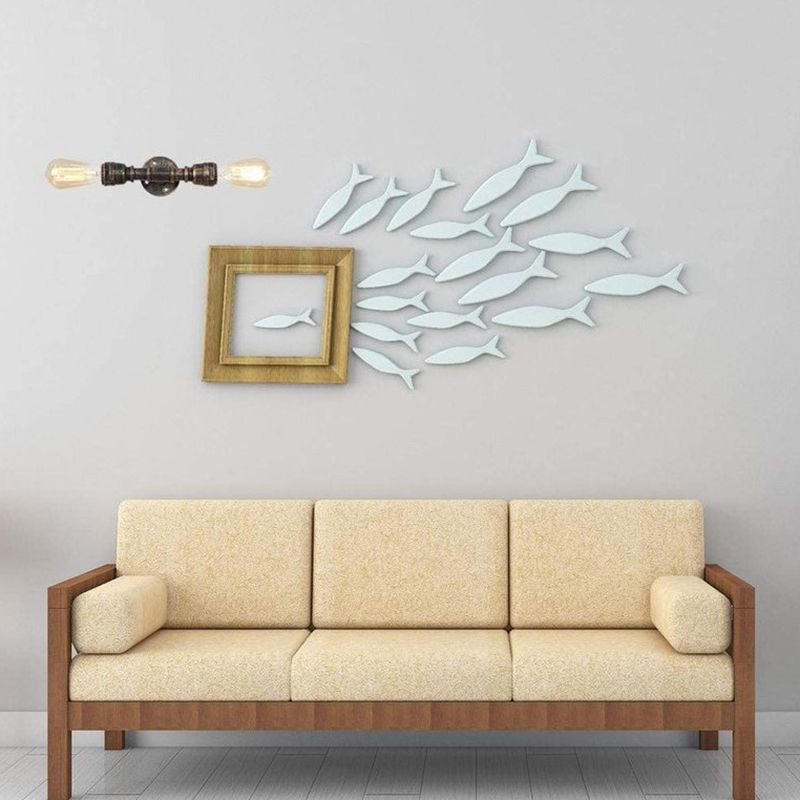 2 Head Metal Water Pipe Shade Wall Lighting Industrial Style Wall Mounted Light Fixture