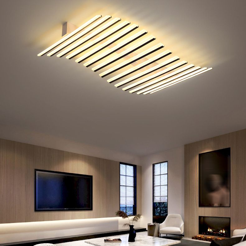 Metal Geometric Flush Mount Fixture Modern Flush Light Fixture in Black