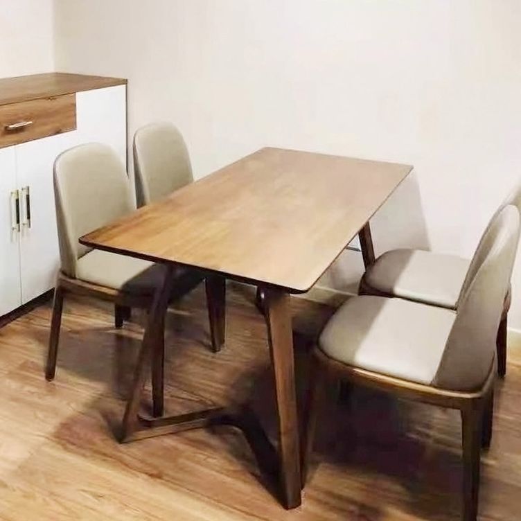 Fixe de table de cuisine en bois massif minimaliste fixe ensemble de brun pour salle à manger