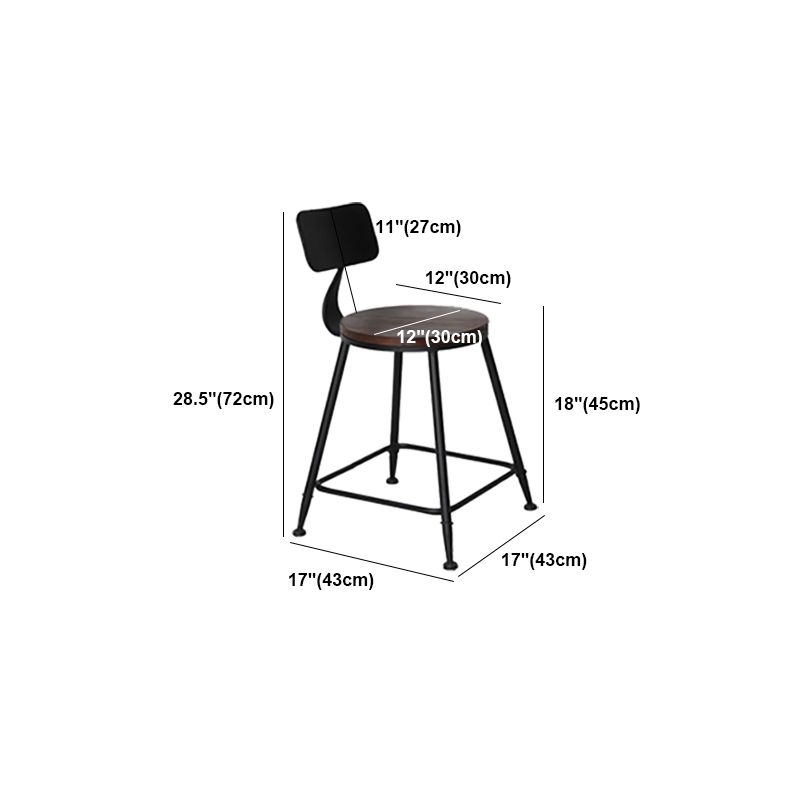 Industrial Backrest Armless Counter Stool Iron Cafe Bar Stool with Seat and Pedal