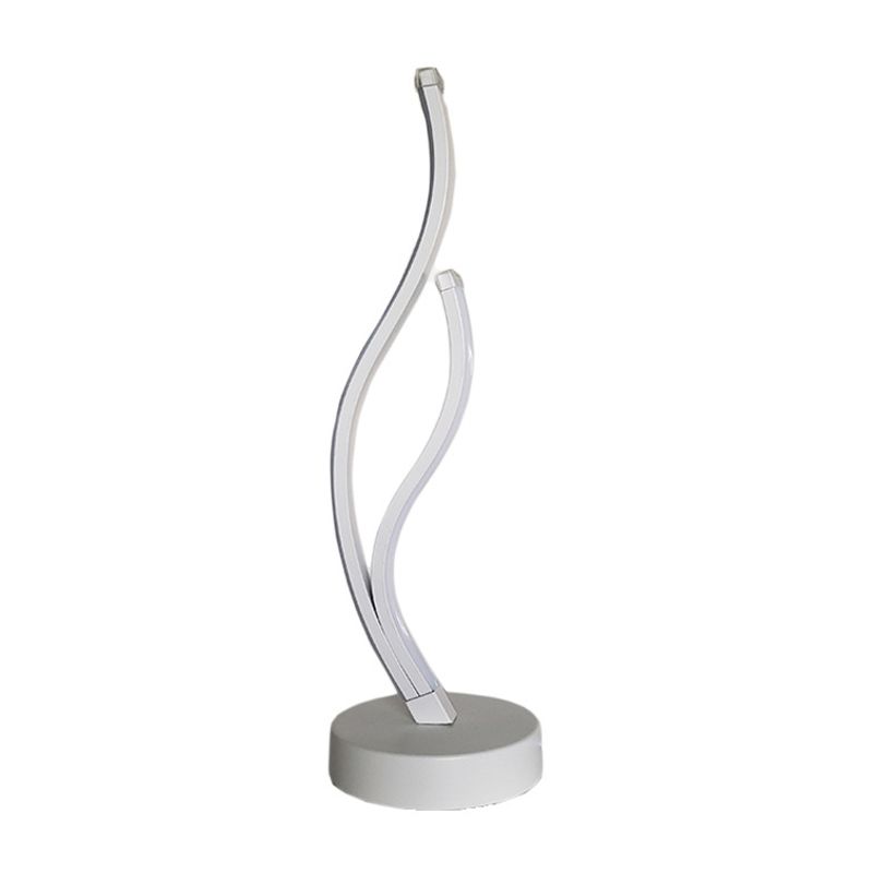 LED Living Room Desk Light Modernist Black/White Task Lighting with Curved Acrylic Shade