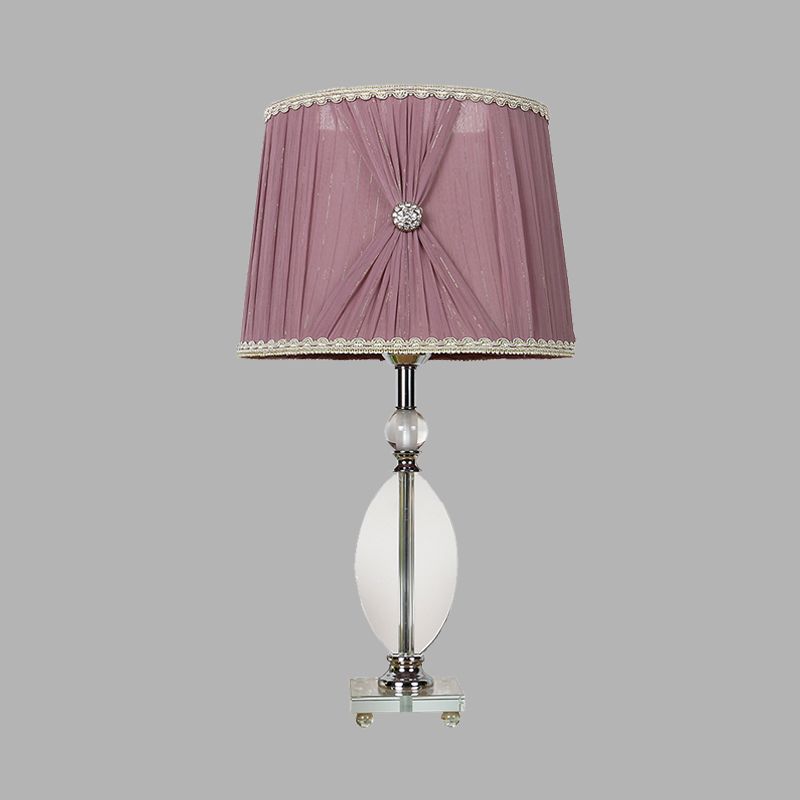 1 camera da letto leggera luce notturna lampada da comodino viola rustico con tonalità conico di cristallo