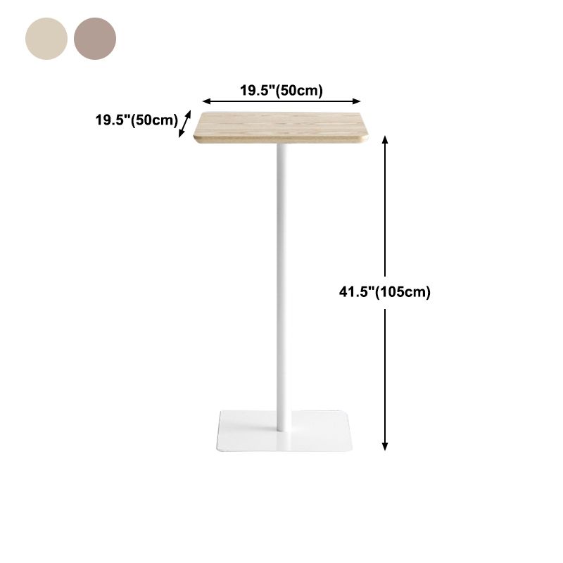 Industrial Solid Wood Bar Dining Table Steel Single Pedestal Bistro Table Fixed Table