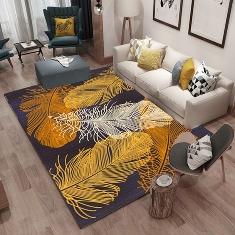 Aesthetic Contemporary Indoor Rug Multi-Color Animal and Plant Rug Polyester Stain Resistant Carpet for Living Room