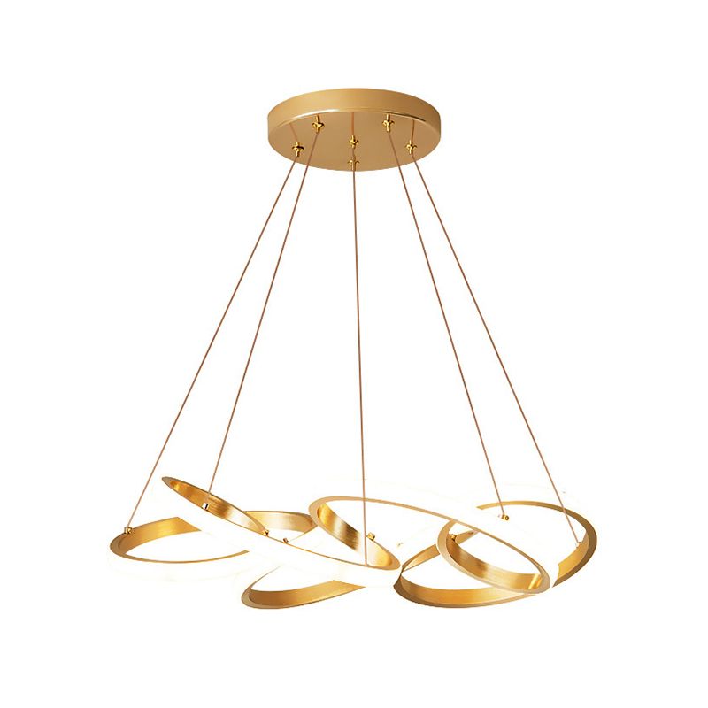 Curve senza soluzione di continuità il lampadario leggero moderno a soffitto acrilico a soffitto in oro