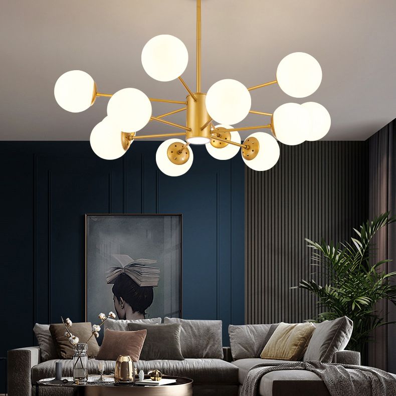 Verstellbare hängende Kabelkronleuchter leichte moderne Einfachheit Sputnik weißer Glasdecke für Restaurant