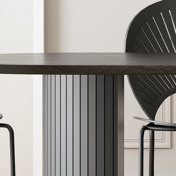 Moderne stijl ovale eettafel dubbele voetstuk eettafel met zwarte poten