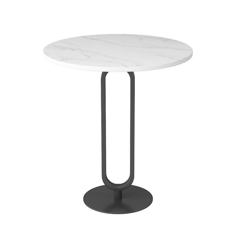 Round Sintered Stone Top End Table 21.6"Tall Pedestal Side Table