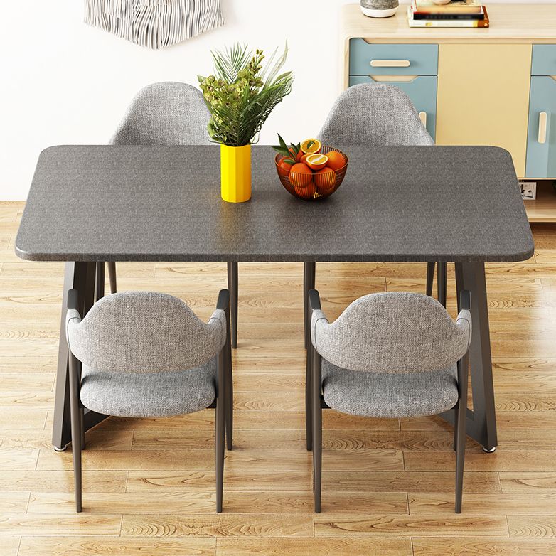 Standard Wood Dining Table with 2 Black Metallic Legs for Dining Furniture