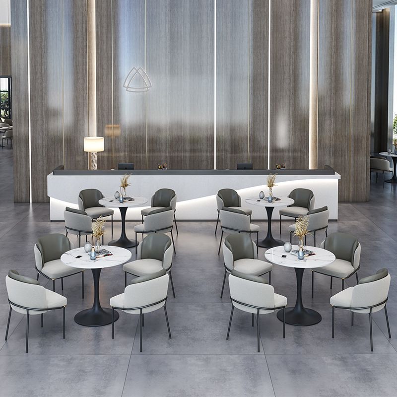 Round Pedestal Base Dining Table Modern Stone Table for Milk Tea Shop