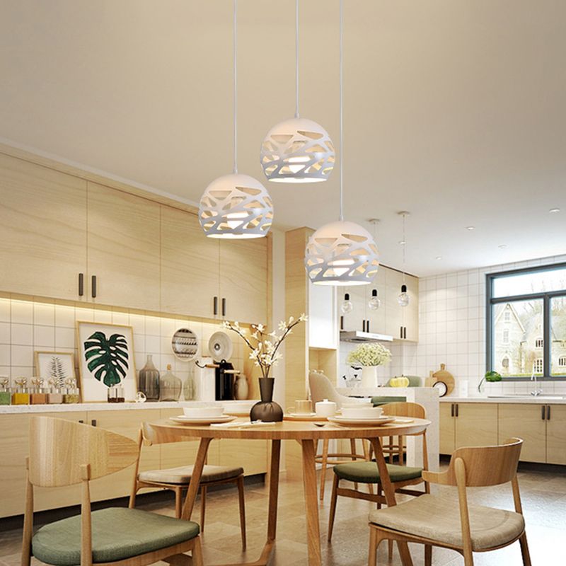 Ronde 3 lichte cluster hanger moderne stijl metalen eetkamer hangend lichtarmatuur in wit