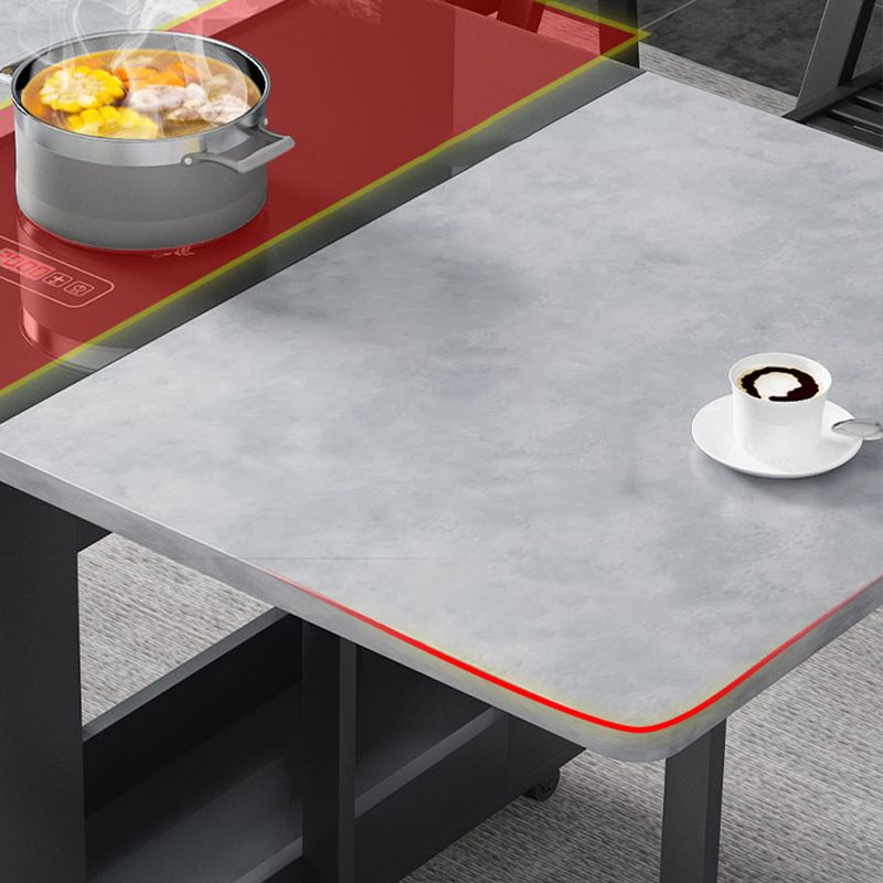 Rectangle Mid-Century Modern Dining Table Grey Base Table for Dining Room