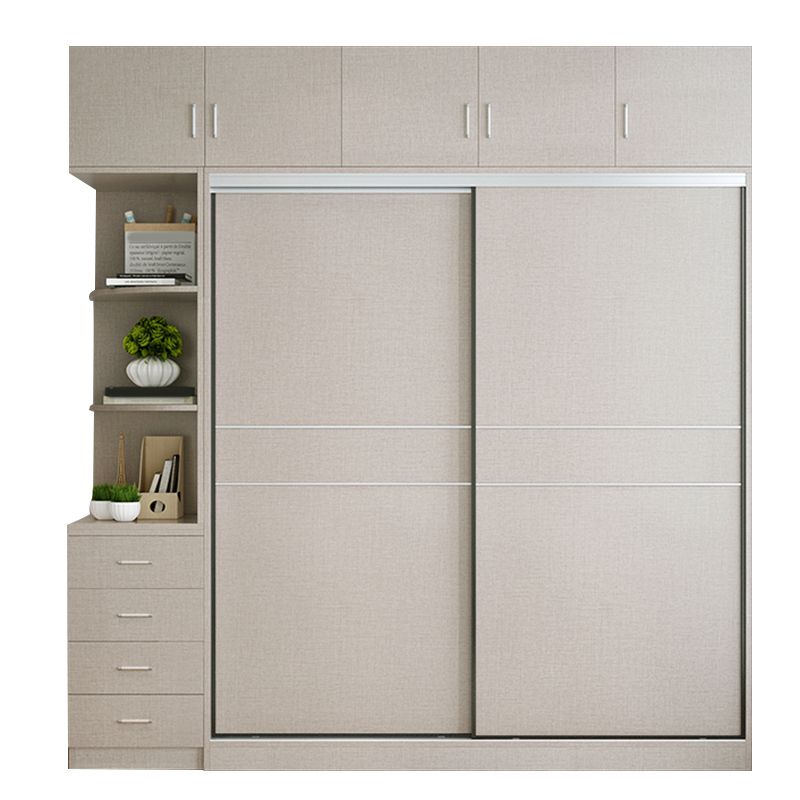 Modern Artificial Wood Wardrobe Freestanding Wardrobe with Sliding Doors for Living Room