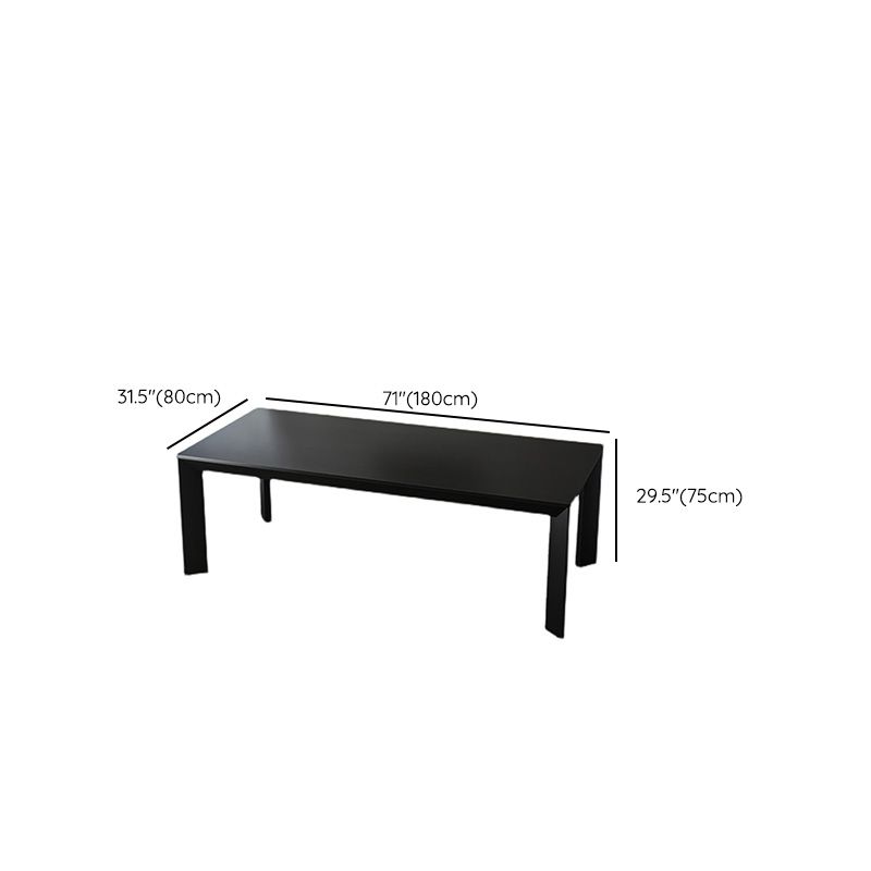 Rectangle Black Base Dining Table Modern Pine Wood Table for Kitchen Living Room