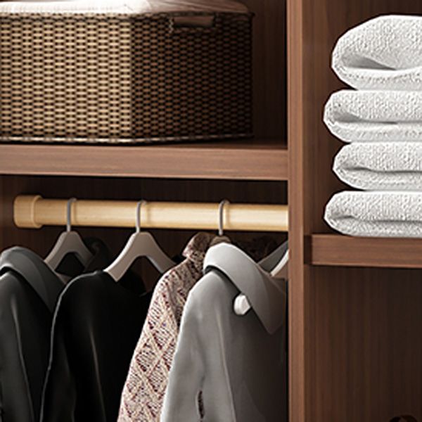 Traditional Wardrobe Cabinet Rubberwood Brown Wardrobe Armoire