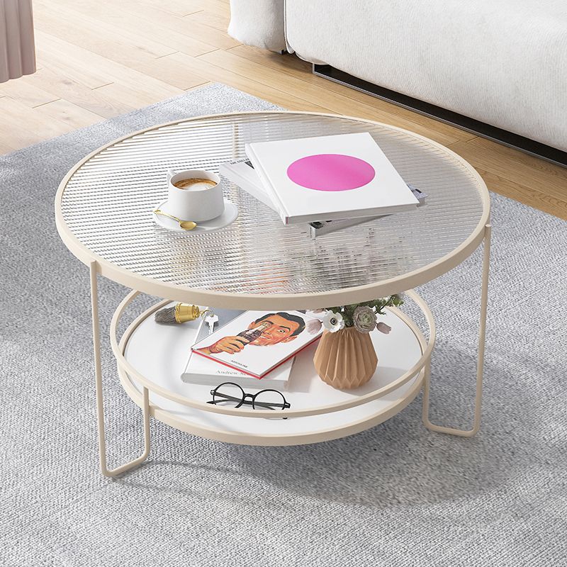 Modern Single Coffee Table Glass Coffee Table with Storage Shelf