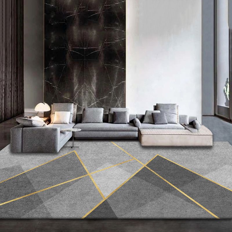 Grey Contemporary Rug Blending Graphic Rug Non-Slip Backing Rug for Home Decor