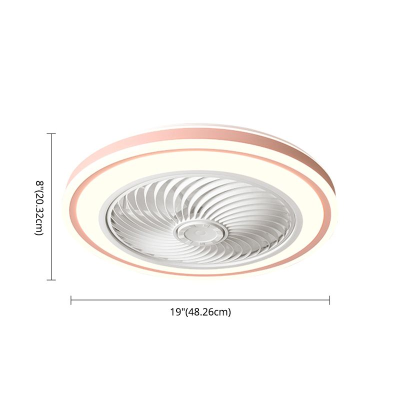 Télécommande Ventilateur de plafond Round Fabrication Macaron Metal LED Semi Flush Mount Mount Lampe For Bedroom