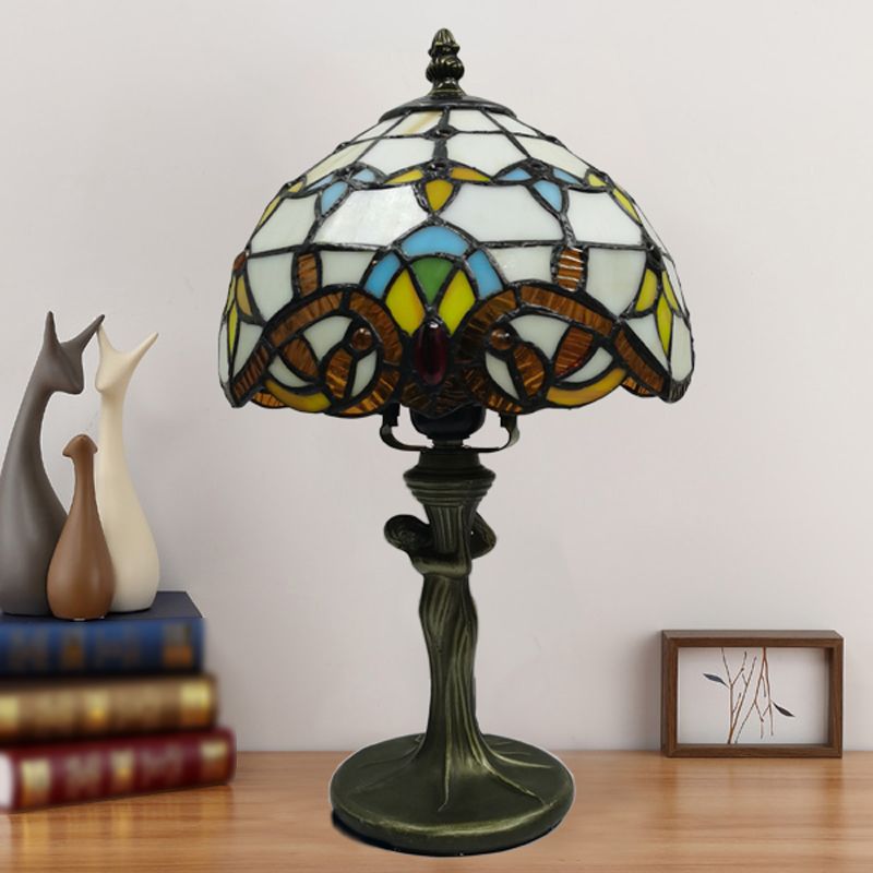 Tiffany Style Table Lamp 1-Light Desk Lamp with Glass Shade for Living Room