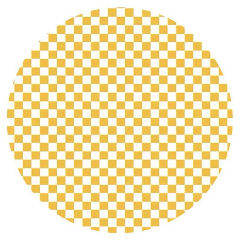 Round White Tone Simple Area Carpet Polyester Checkered Indoor Rug Easy Care Carpet for Living Room