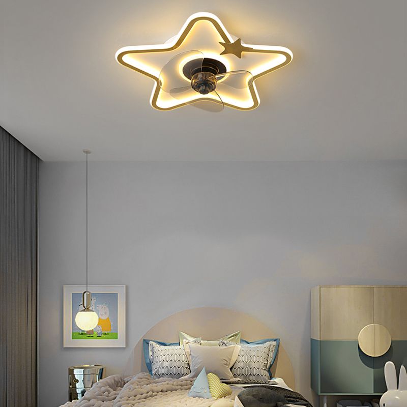 Ventilateur de plafond de style moderne Light LED MONT PLADIER LED AVEC OBRIQUE D'ACRYLIQUE POUR CHAMBRE