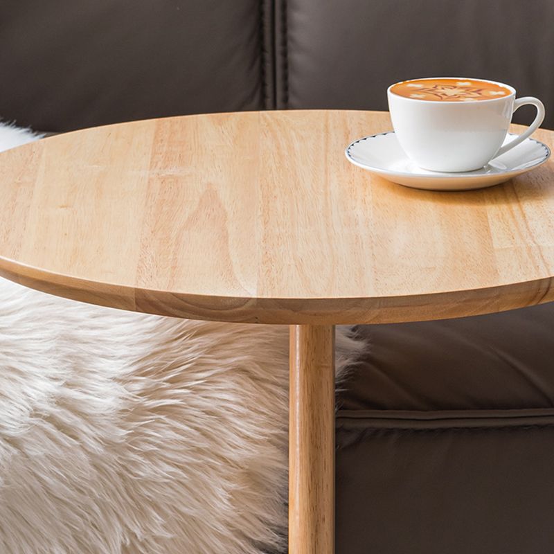 Contemporary Round Side Table Rubberwood Side End Snack Table