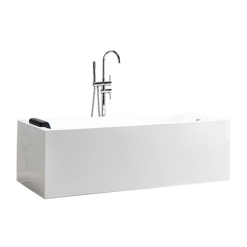 Modern Freestanding Rectangular Bath Tub Acrylic Home Bathtub in White