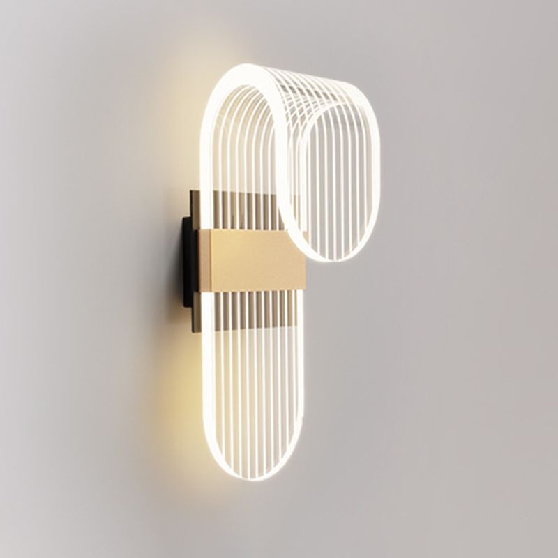 Shaded Sconce Light Fixture Minimalist Style Acrylic LED Bedroom Wall Light Fixture in Gold