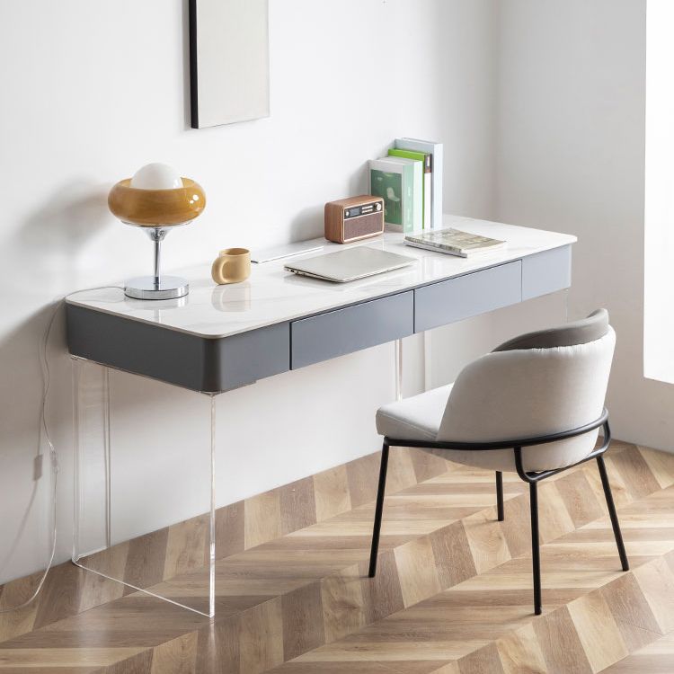 Rectangular Shaped Stone Office Desk 2 Legs Task Desk for Home
